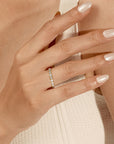 Stackable Yellow Gold Ring with Diamonds