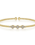 Diamond Hexagon Cluster and Gold Bead Bangle