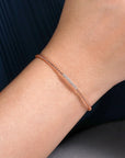 Diamond Bar and White Gold Bead Flexible Bangle