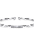 Diamond Bar and White Gold Bead Flexible Bangle