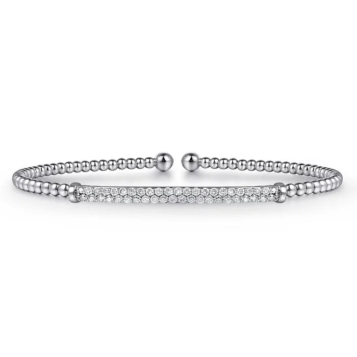Diamond Pave Bar Flexible Bangle Bracelet