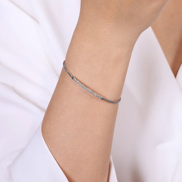 Diamond Pave Bar Flexible Bangle Bracelet