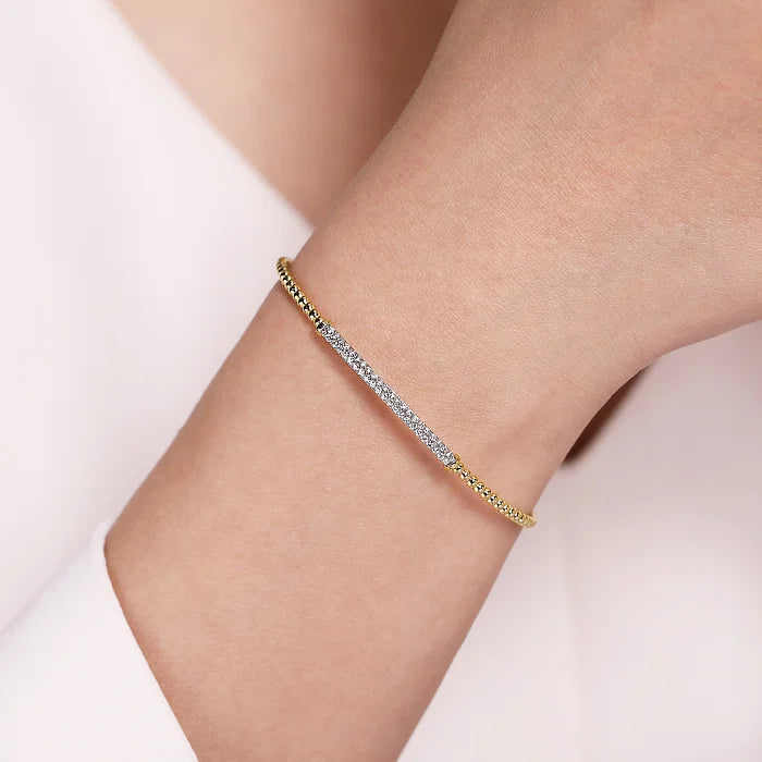 Diamond Pave Bar Flexible Bangle Bracelet
