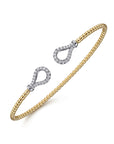 Open Diamond Teardrop Flexible Bangle Bracelet