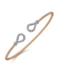 Open Diamond Teardrop Flexible Bangle Bracelet