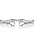 Open Diamond Teardrop Flexible Bangle Bracelet