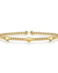 Yellow Gold Pyramid Stations Bangle
