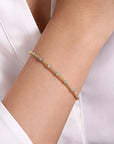 Diamond Station and Gold Bead Flexible Bangle