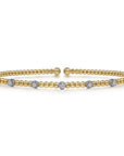 Diamond Station and Gold Bead Flexible Bangle