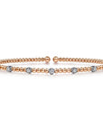 Diamond Station and Gold Bead Flexible Bangle