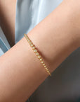 Yellow Gold Beaded Flexible Bangle