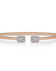 Diamond Baguette Open Bar Flexible Bangle Bracelet