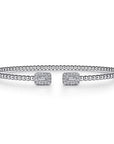 Diamond Baguette Open Bar Flexible Bangle Bracelet