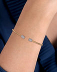 Diamond Baguette Open Bar Flexible Bangle Bracelet