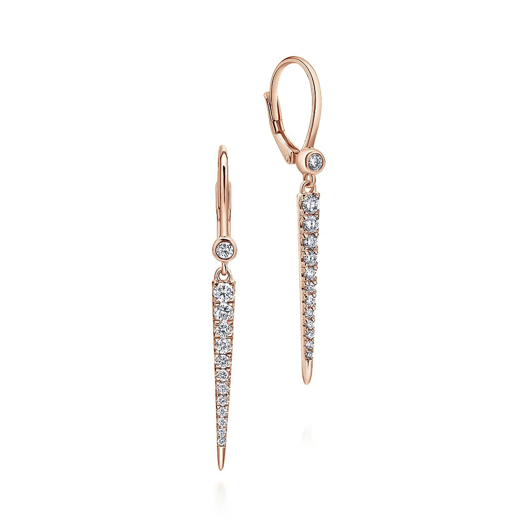 Pavé Diamond Drop Earrings in Rose Gold