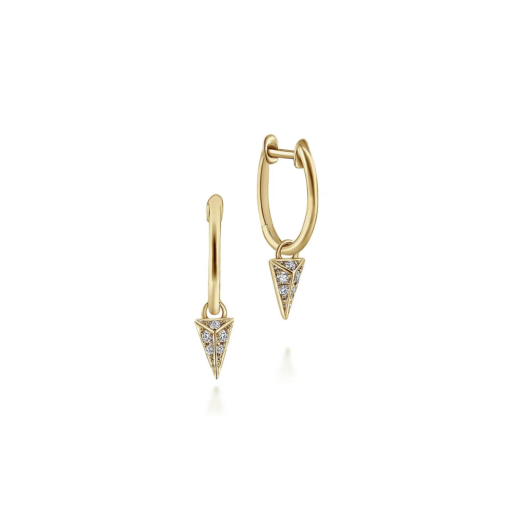 Huggie Earrings with Diamond Spike Dangles