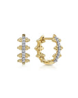 Diamond Pave and Yellow Gold Beaded Huggies