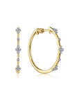 Yellow Gold Quatrefoil Diamond Hoop Earrings
