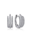 Triple Row Diamond Huggies in White Gold
