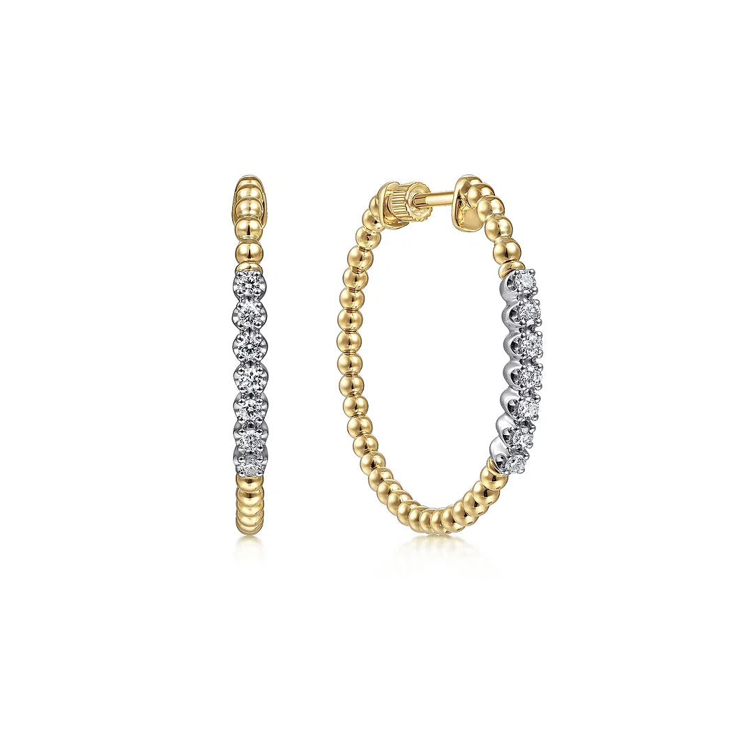 Yellow Gold Diamond Classic Hoop Earrings
