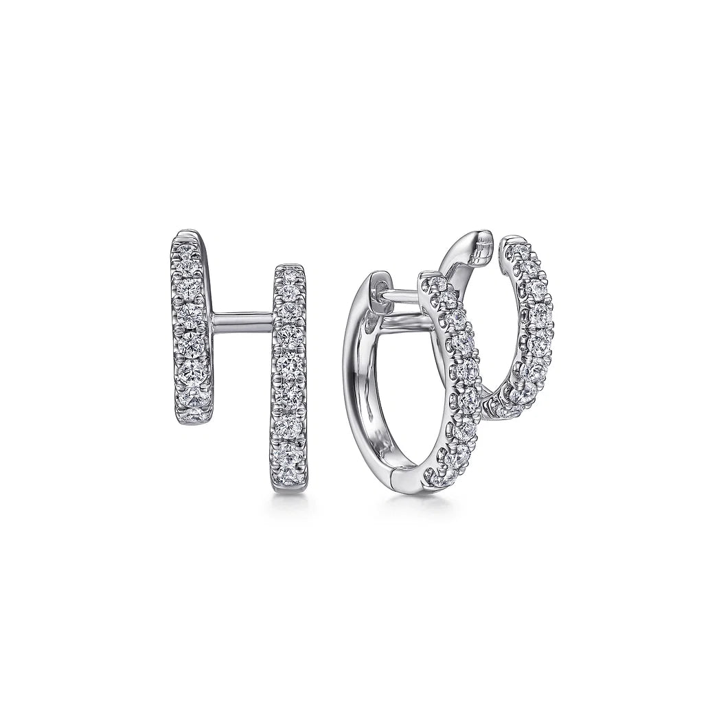 Double Diamond Huggie Earrings