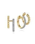 Diamond and Yellow Gold Cuff Huggie Earrings
