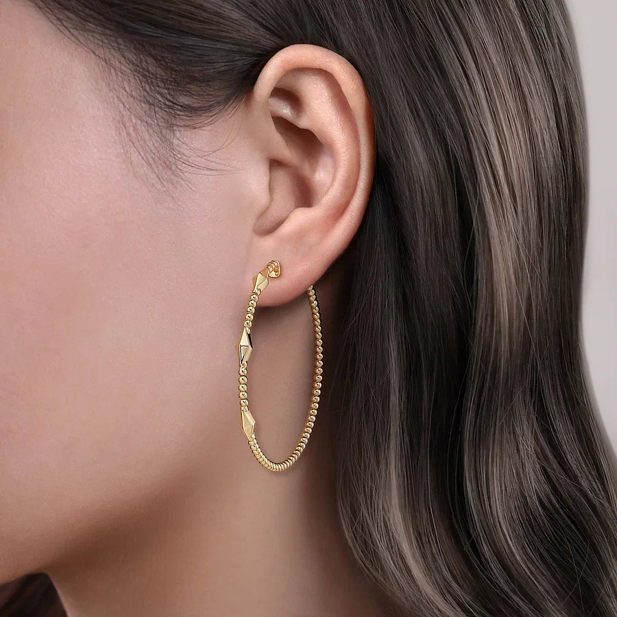 Yellow Gold Pyramid Hoop Earrings