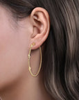 Yellow Gold Pyramid Hoop Earrings
