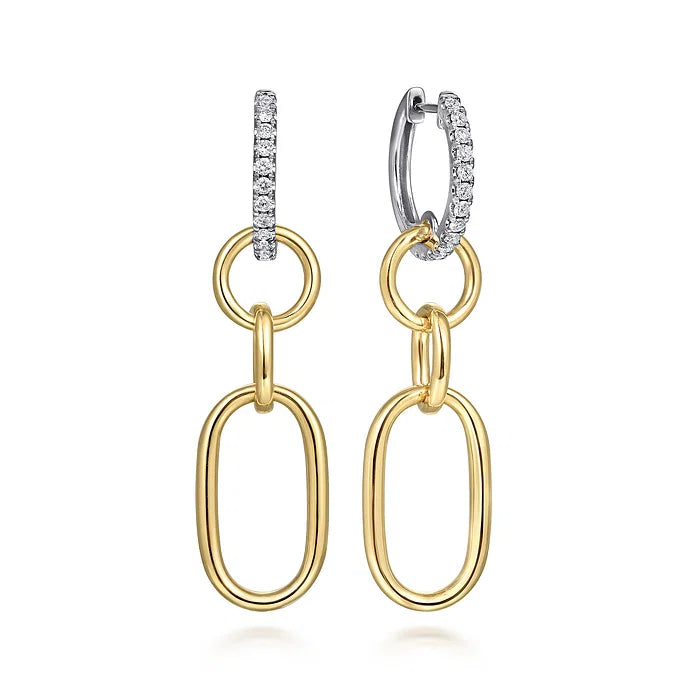 Diamond and Yellow Tube Link Earrings