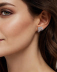Diamond J Hoop Stud Earrings