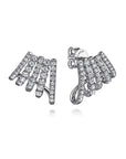 Diamond J Hoop Stud Earrings
