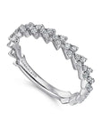 Stackable White Gold Ring with Triangle Diamond Clusters