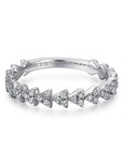 Stackable White Gold Ring with Triangle Diamond Clusters