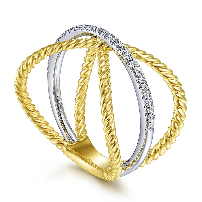 Pavé Diamond Criss Cross Band