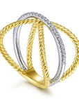 Pavé Diamond Criss Cross Band