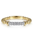 Stackable Beaded Band with Pave Diamonds