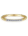 Stackable Diamond and Yellow Gold Bead Ring