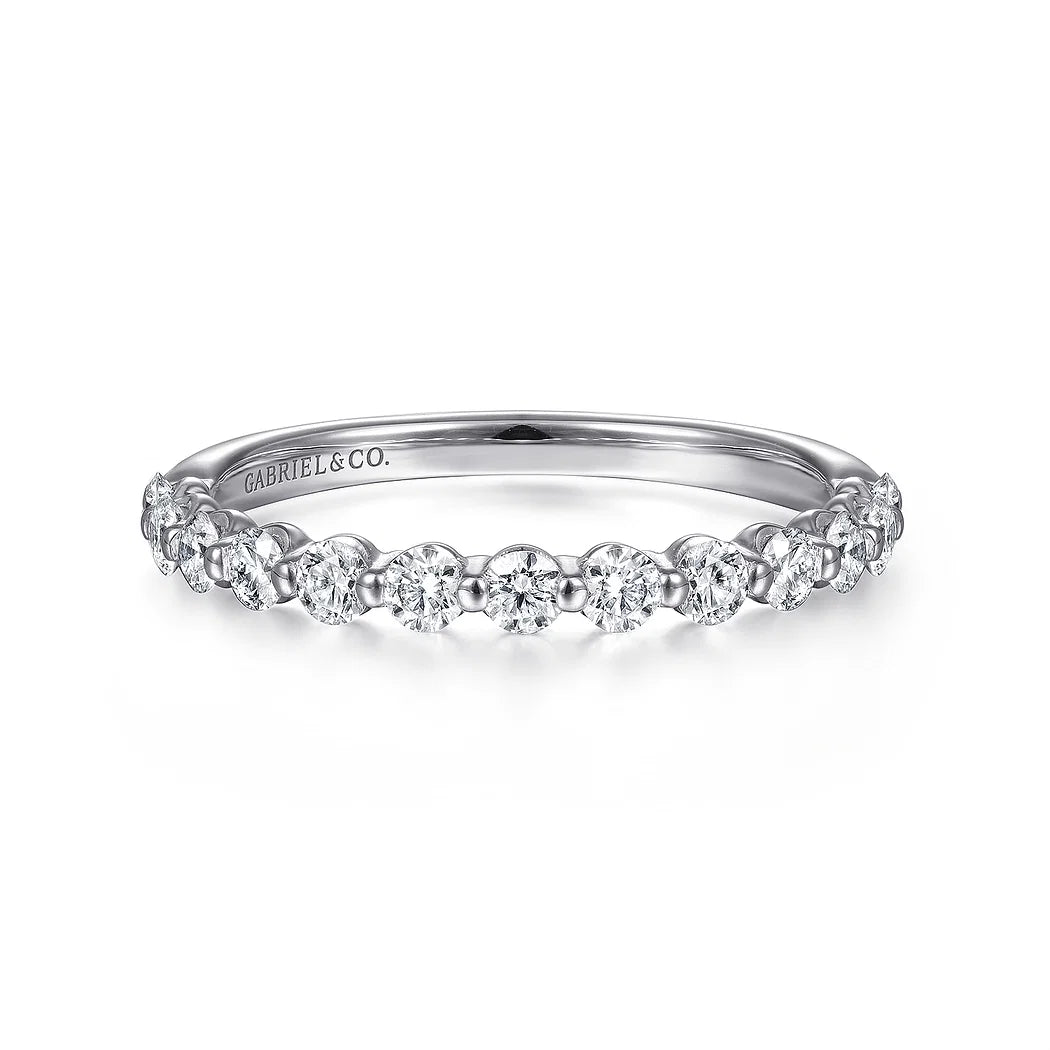 Stackable White Gold Ring with Diamonds