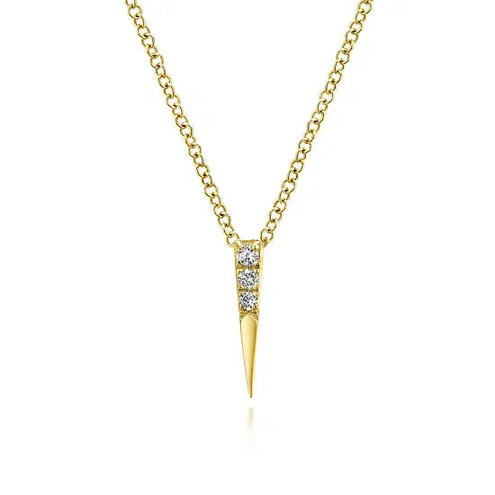 Yellow Gold Spike Necklace with Diamonds
