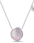 Silver Rock and Pink Mother of Pearl Necklace