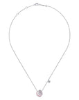 Silver Rock and Pink Mother of Pearl Necklace