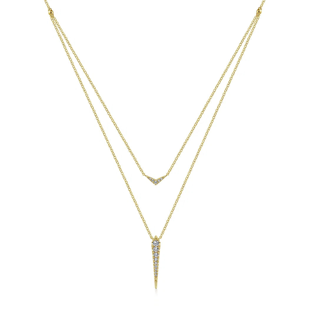 Layered Diamond Spike and Bar Pendant