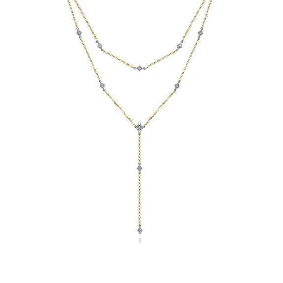 Layered Y-Necklace with Diamonds