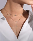 Layered Y-Necklace with Diamonds