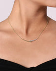 Diamond Bar and Yellow Gold Bead Necklace