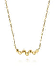 Yellow Gold Beaded Bar Necklace