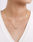 Yellow Gold Beaded Bar Necklace