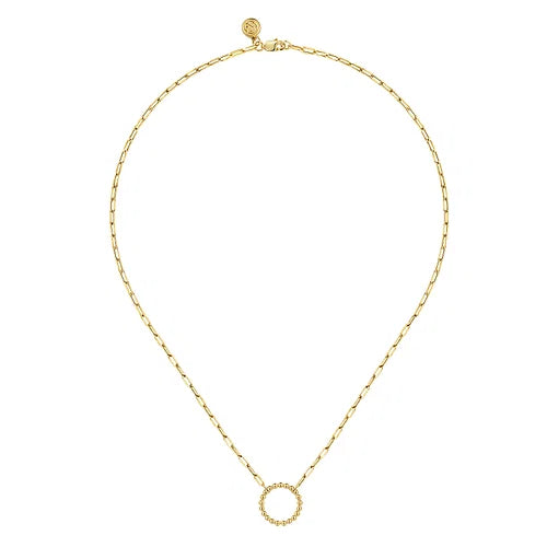 Yellow Gold Chain Necklace with Circle