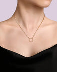 Yellow Gold Chain Necklace with Circle