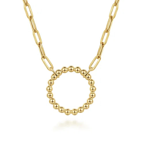 Yellow Gold Chain Necklace with Circle